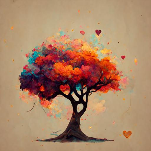 warm colour detailed wishing tree :: sending out love vibes   back and white background   strong contrast
