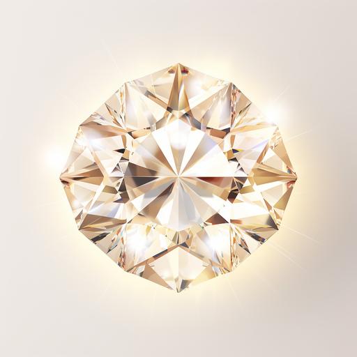 shine, glam of big diamond, rays. White, ecru, gold colors. light beige background.