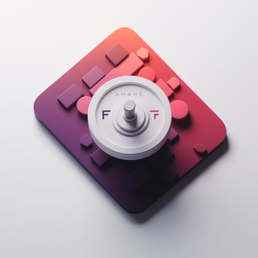 A 3D minimalist fitness app logo designed to pop against a white background, featuring shades of Burgundy and Grey. The visual elements include an abstract 3D weight plate, neural network patterns to signify technological guidance, as well as a dumbbell and a barbell to emphasize the app's fitness focus.