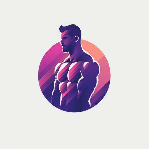 a logo for a fitness app that incorporates elements of health, muscles, and AI-based coaching.