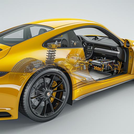 porsche 911 electronic system car yello 3d modeling