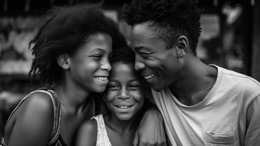 Jean-Michel Basquiat inspired photograph of a thriving black family, capturing candid moments of success, natural light highlighting genuine expressions, Photography, DSLR with a 50mm lens, --ar 16:9 --v 5.0
