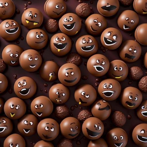 all round chocolate emojis, scattered around