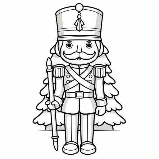 colouring book for children, christmas wooden nutcracker toy soldier, cartoon style, no shading, low detail, thick lines ar 9:11 Message 