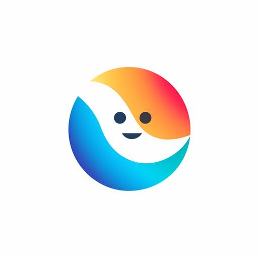 a streamlined 4 color circular logo look like smiling, white background.