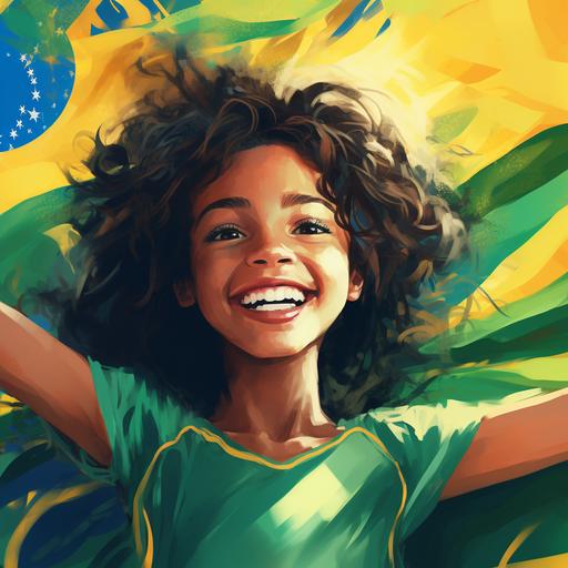 Brasil's flag Feliz Dia da República, Brasil! on it