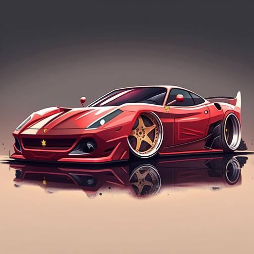 2D Cartoon Ferrari