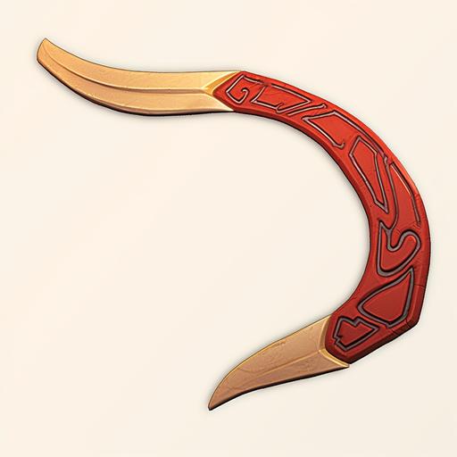 2D game asset page, red Boomerang, realistic style --v 5.2