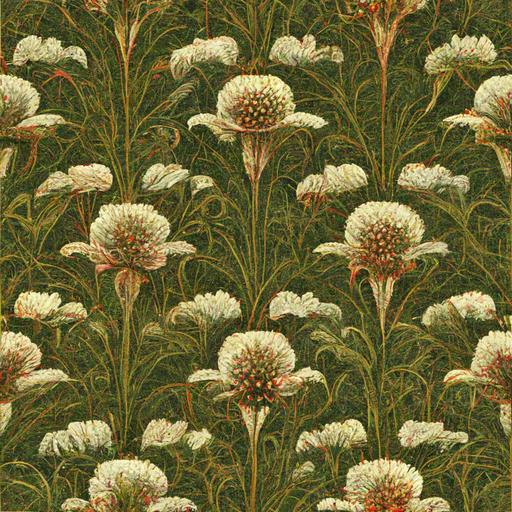 2d flat wallpaper, Edwardian, wildflowers, wild flowers, seamless pattern,beautiful garden flowers, ornate, extremely detailed, sharp focus, aesthetically beautiful color, trendy colors, intricate details, studio lighting, strong light, ivory background, flat color wallpaper, half drop, symmetrical tiled patterns, repeats, seamless texture, tileable texture, repetitive, consistent, yellow, blue, red, pink, blue tones --ar 4:4 --tile --v 3