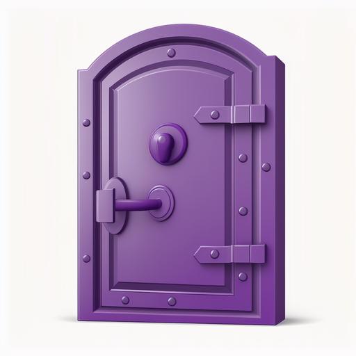 2d purple cartoon lock door on a white background