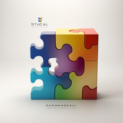 2d smart logo design, inscription with puzzle pieces, casual, simple, white background --s 600