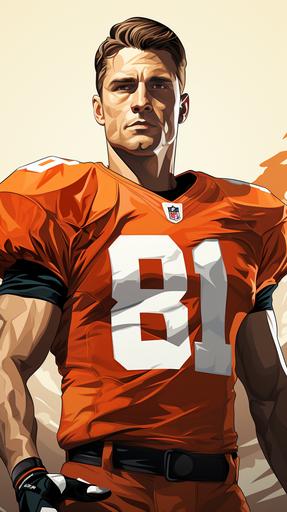 2d vectorized illustrated cartoon of muscled football player standing on football field on white background --ar 9:16 --q 2 --s 750