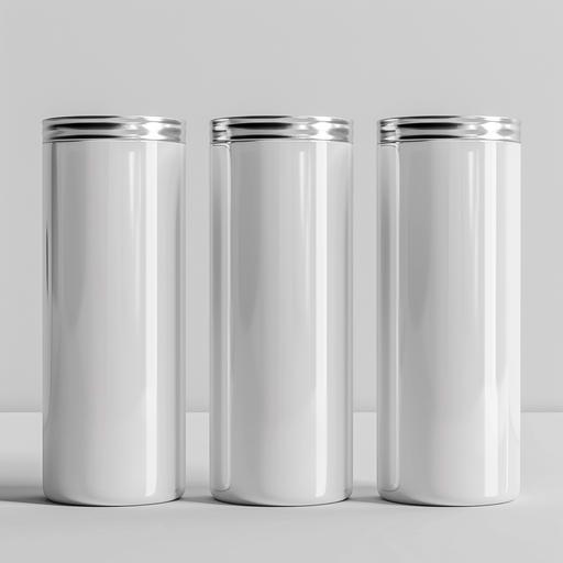 3 blank white skinny 20 oz travel Tumblers mockup --s 250