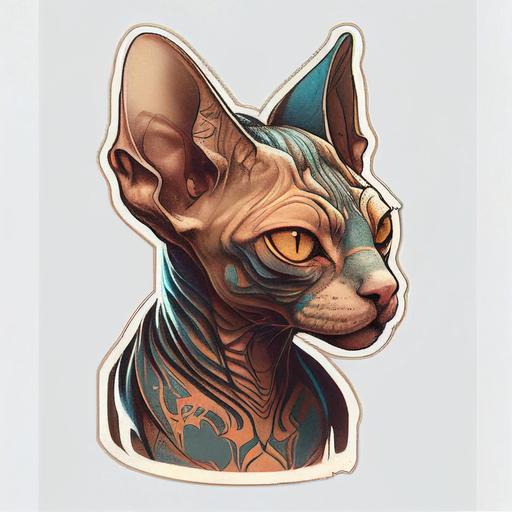 3 eyed sphinx cat tattoo, sticker,