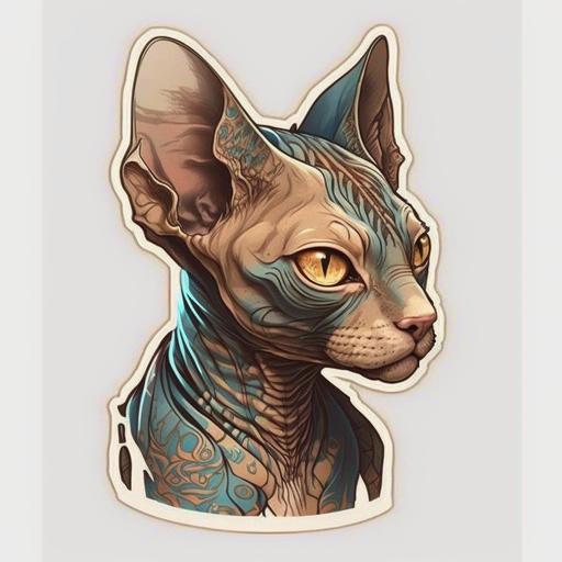 3 eyed sphinx cat tattoo, sticker,