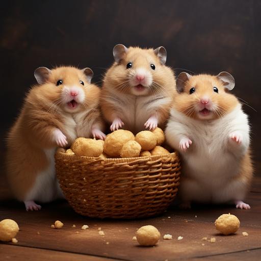 3 fat hamsters that just ate too many nuts
