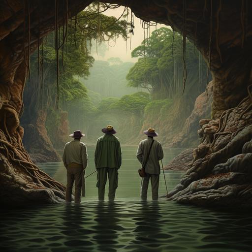 3 hombres cavernicolas, en el canal de panama, hd, rendered, 4k