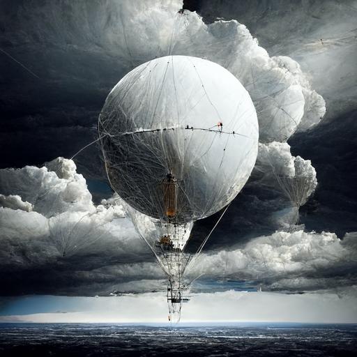 3000feet gray high altitude balloon cable connect the island radar armed gray sky cloud