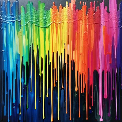 a rainbow spectrum of dripping paint on 12.5 inch wide by 18.5 inch