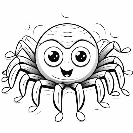coloring page for kid, Spider, cartoon style, thick lines, no shading, ar-- 9:11