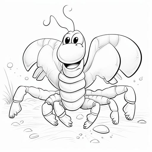 coloring page for kid, lobster, cartoon style, thick lines, no shading, ar-- 9:11