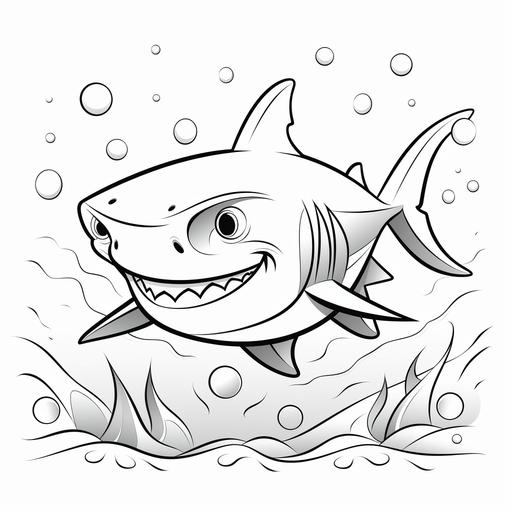 coloring page for kid, shark, cartoon style, thick lines, no shading, ar-- 9:11