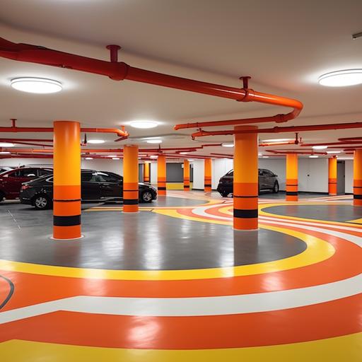 Underground car park, curved Simple and bright