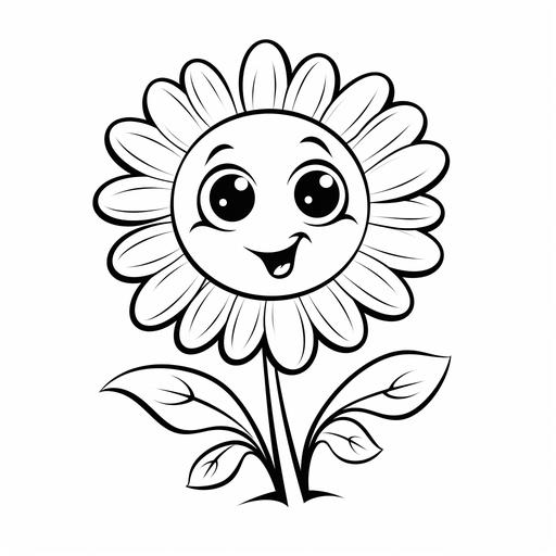coloring page for kids, Daisy, cartoon style, thick line, low detailm no shading