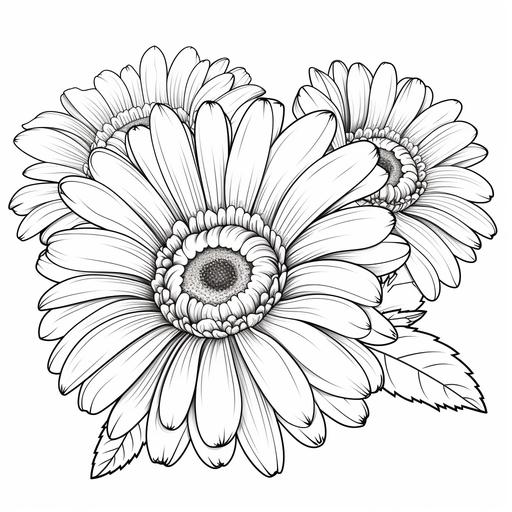 coloring page for kids, Gerbera Daisy, cartoon style, thick line, low detailm no shading