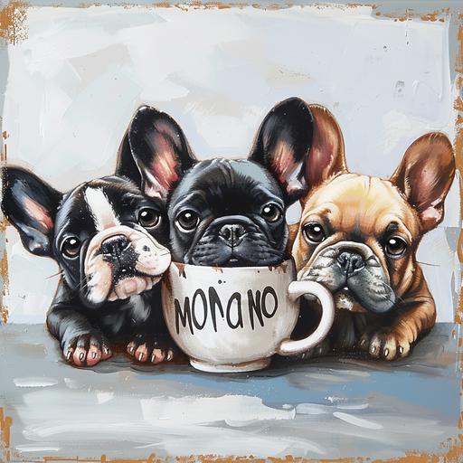 3456_Draw me a good morning card with cute French bulldog puppies --ar 1:1