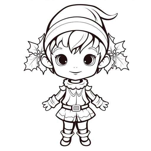 christmas elf, outline coloring-book --style raw