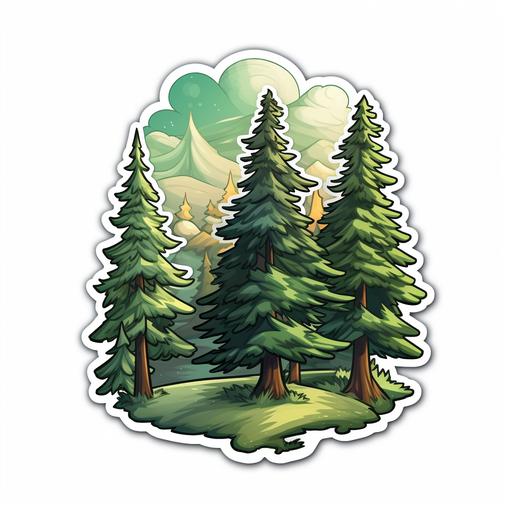 pine trees sticker, Pokémon style