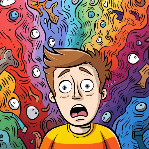 colorin pages for kids, confused man, cartoon style, thick lines, no shading