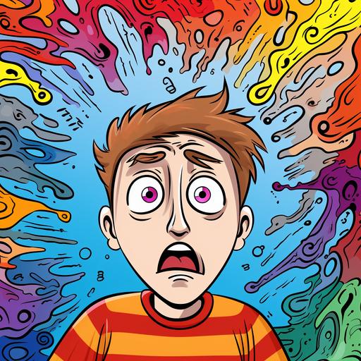 colorin pages for kids, confused man, cartoon style, thick lines, no shading