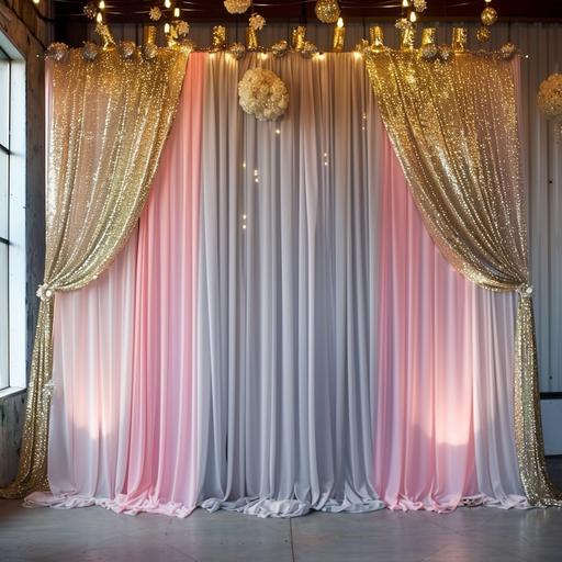 simply made photo area for the event in pink colors with silver and golden glitter