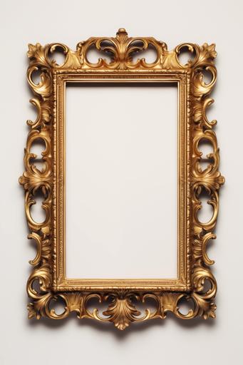 a photorealistic ornate gold picture frame --ar 2:3