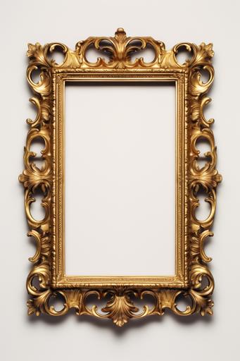 a photorealistic ornate gold picture frame --ar 2:3
