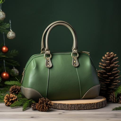 generate a fairy juniper green tone, sturdy canvas fabric bowling bag combine with leather with bold handle for the christmas holiday season.