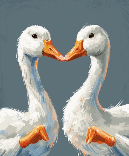 two geese fist bumping, cartoon style --ar 5:6 --stylize 250 --v 6.0