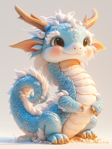 3D cartoon style Chinese dragon baby, fine fluffy plush texture, soft tones, tilted head and body at nearly 90°, plush material, logo graphics, icon design, symmetrical composition, volumetric light, clean background, solid color background, natural lighting, 8K, superb, ultra-detailed, C4D model rendering, octane rendering, 3D rendering, artstation trend, Blender and pinterest trend, centered composition --ar 3:4 --stylize 750 --niji 6