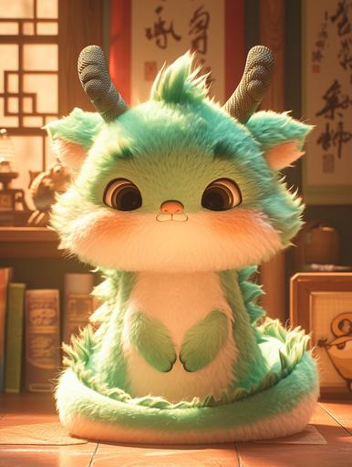 3D cartoon style Chinese dragon baby, fine fluffy plush texture, soft tones, tilted head and body at nearly 90°, plush material, logo graphics, icon design, symmetrical composition, volumetric light, clean background, solid color background, natural lighting, 8K, superb, ultra-detailed, C4D model rendering, octane rendering, 3D rendering, artstation trend, Blender and pinterest trend, centered composition --ar 3:4 --stylize 750 --niji 6