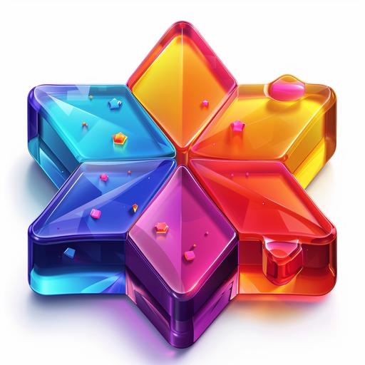 3D icon of a star , gradient glass, cartoon, colorful color matching, isometric design, 3D modeling, OC rendering, white background --s 1000 --sref  --v 6.0 --style raw
