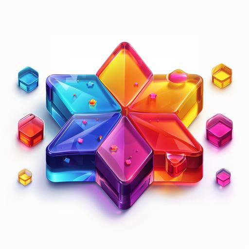 3D icon of a star , gradient glass, cartoon, colorful color matching, isometric design, 3D modeling, OC rendering, white background --s 1000 --sref  --v 6.0 --style raw
