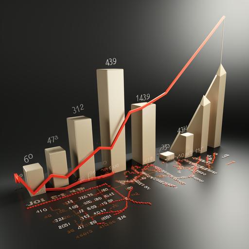 3D picture showing financial growth in sales vs the plan. The picture has a lange 3 arrow heading up showing the increase in profitability