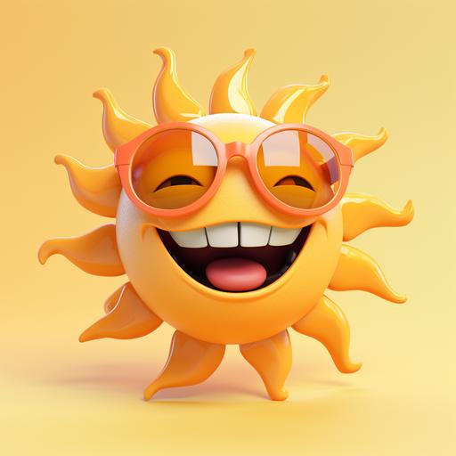 3D style of cartoon sun character