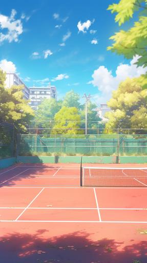 3D tennis court scene, cartoon scene, HD detail, 3D, blender, best picture quality, 8k --ar 9:16 --niji 5