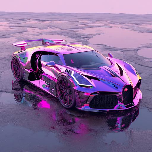 3d bugatti netton neon neon, in the style of colorful futurism, moody color schemes, light purple and dark gray, symbolist paintings, hd mod, bold color scheme, pop-culture-infused --v 6.0