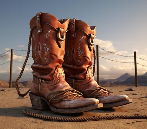 3d cowboy boots with lasso --ar 2000:1763