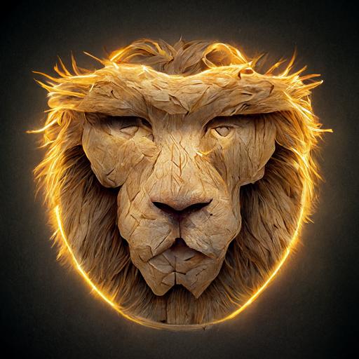 3d lion logo, king text