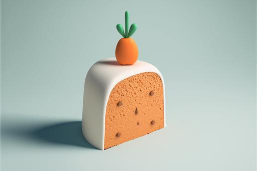 3d pixar almond flour carrot cake, cutout, high key, icon, minimalistic --ar 3:2 --v 4